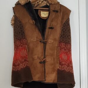 Upcountry By DU MONDE Brown and Red Women's Jacket VEST large